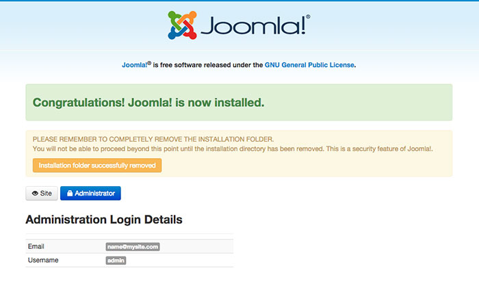 joomla installation remove folder