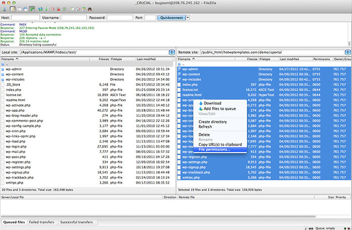 ftp check permissions