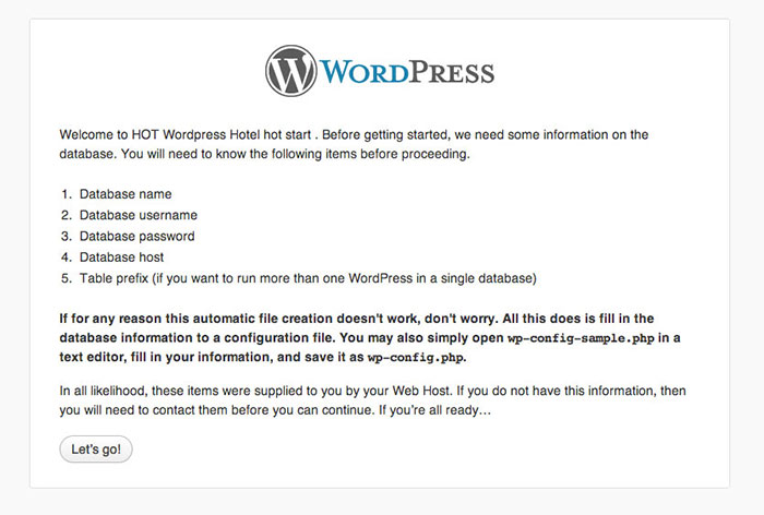 starting wordpress hotstart