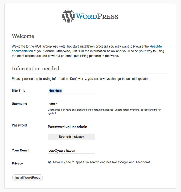 install wordpress