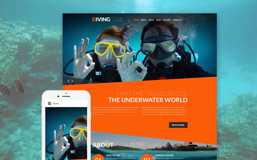 Diving Club Sports & Outdoors Responsive Joomla Template
