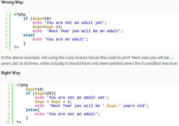 Using braces in PHP