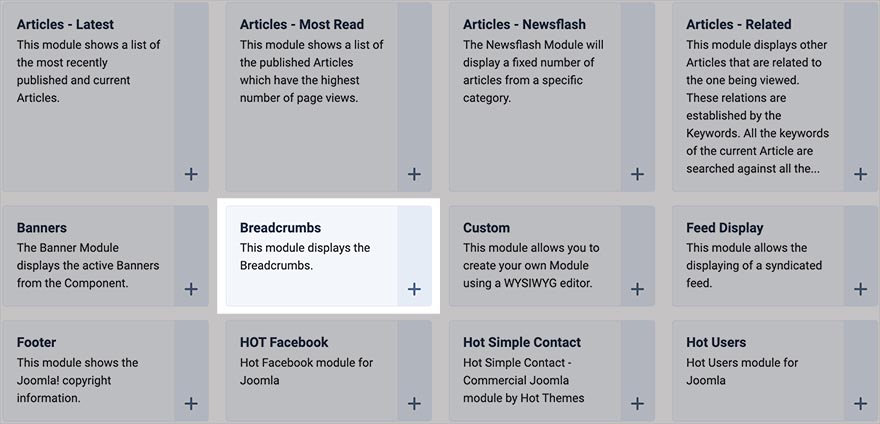 Breadcrumbs in Joomla