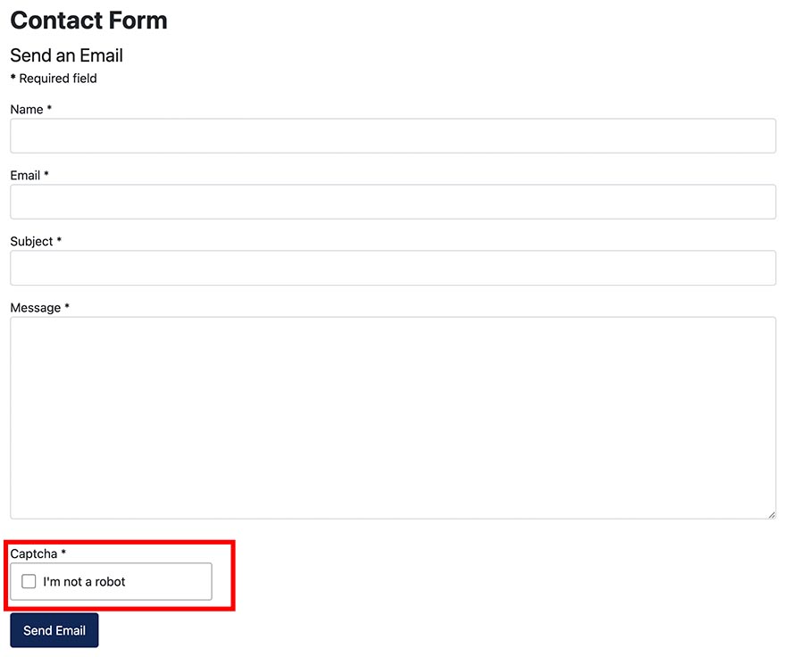 CAPTCHA on the Joomla contact form