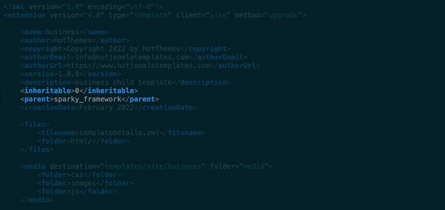 Joomla child template