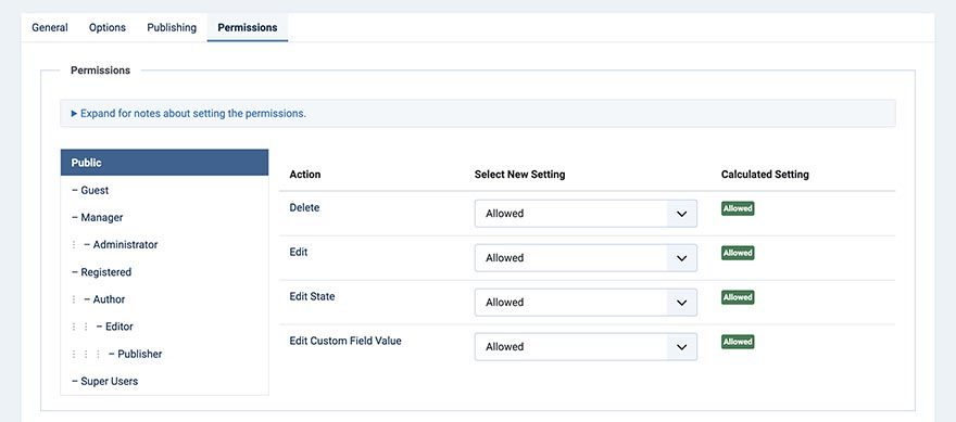Field permissions