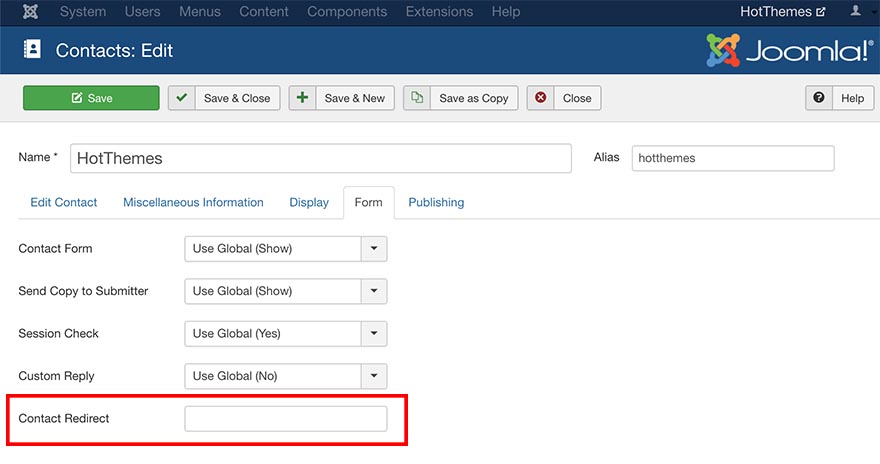 Joomla Redirection to Thank you page