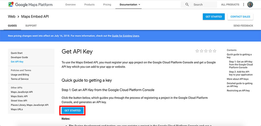 Obtain Google Maps API from Google.com - Step 1