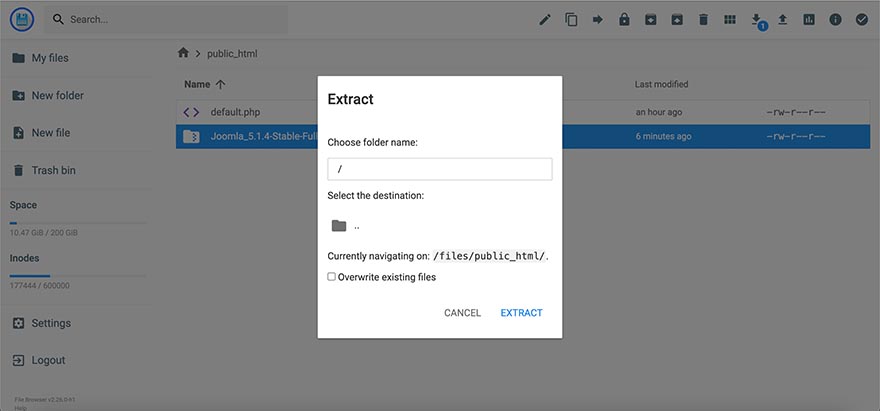 Extract pop-up window