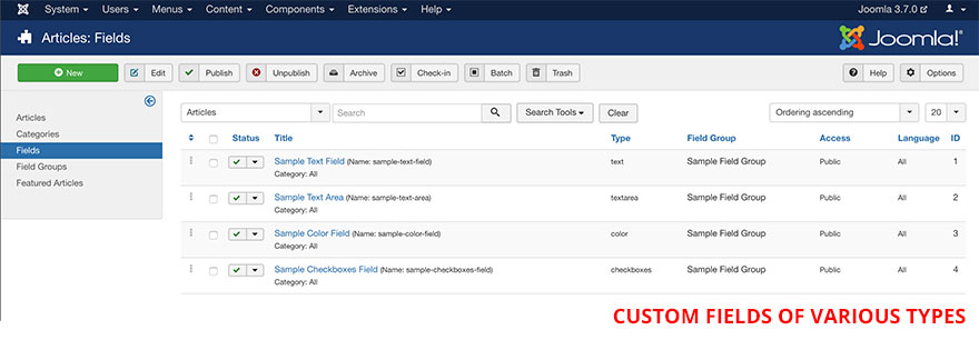 Joomla backend menu editor