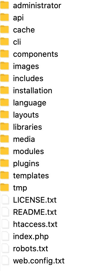 Joomla 4 files and folders