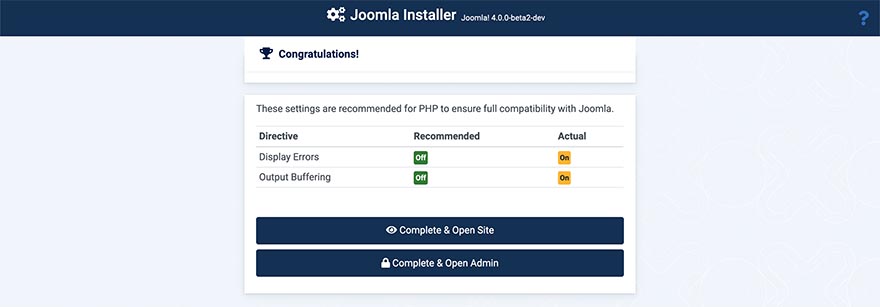 Complete Joomla 4 Installation