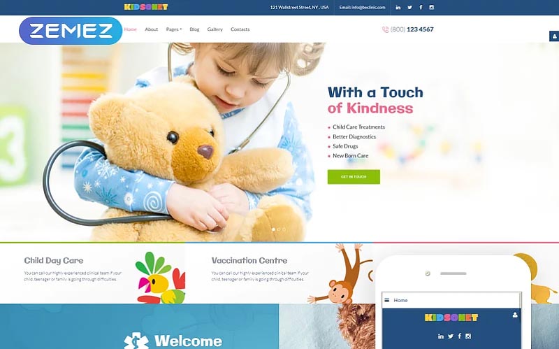 Kidsonet - Responsive Kids Medical Clinic Joomla Template