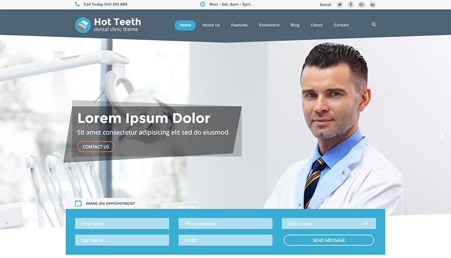 The Hot Teeth - Dentist Joomla Template