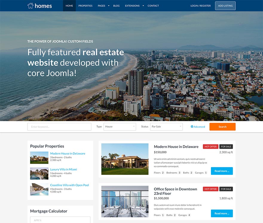 Homes - Real Estate Joomla Template