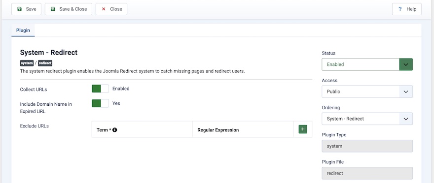 Collect URLs option in the Redirect plugin
