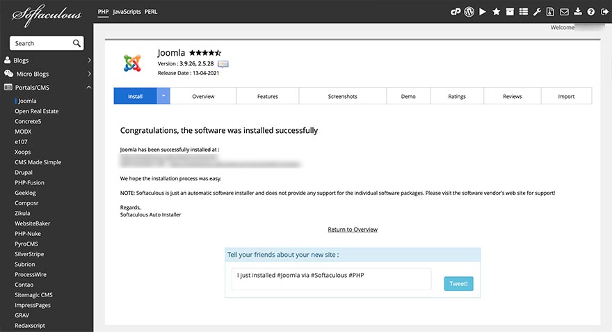 Joomla 4 installation
