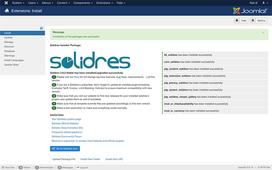 Solidres installation 1