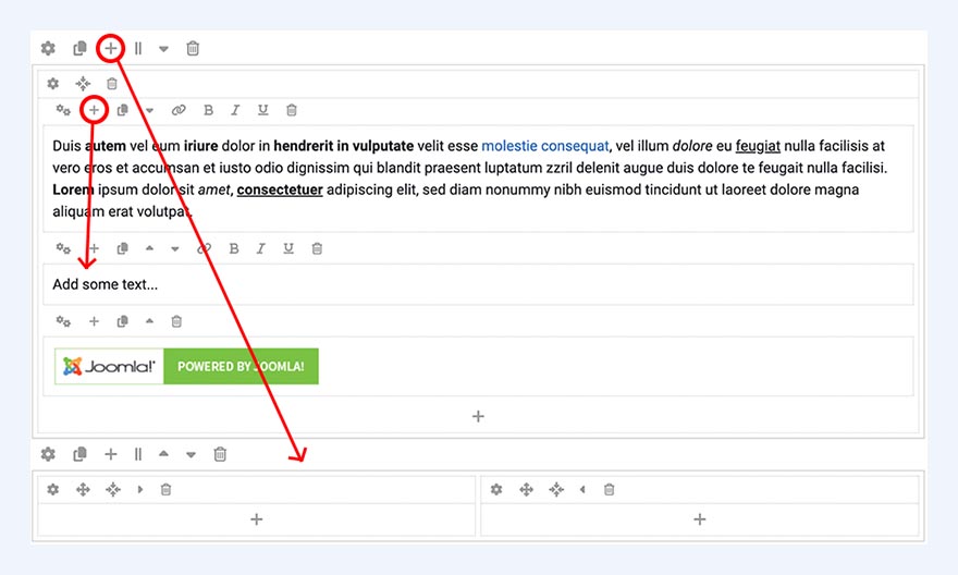 Add new row or block from toolbars