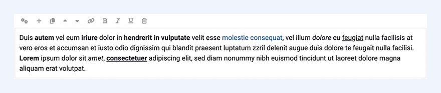 Bold, italic, underline buttons for blocks