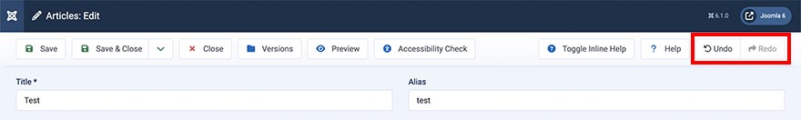 Undo/redo buttons in Sparky Page Builder
