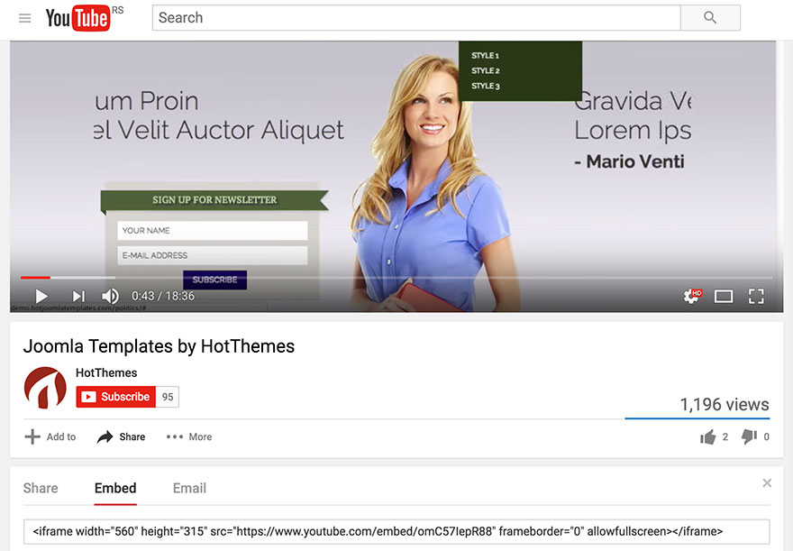 YouTube Video in Joomla
