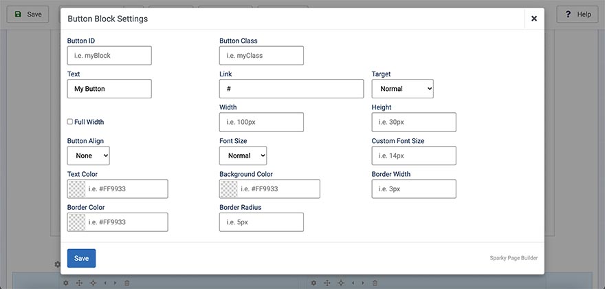 Button block settings