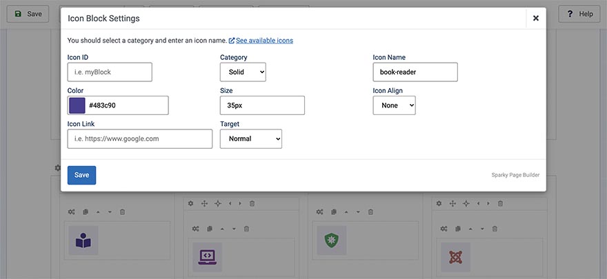 Icon settings