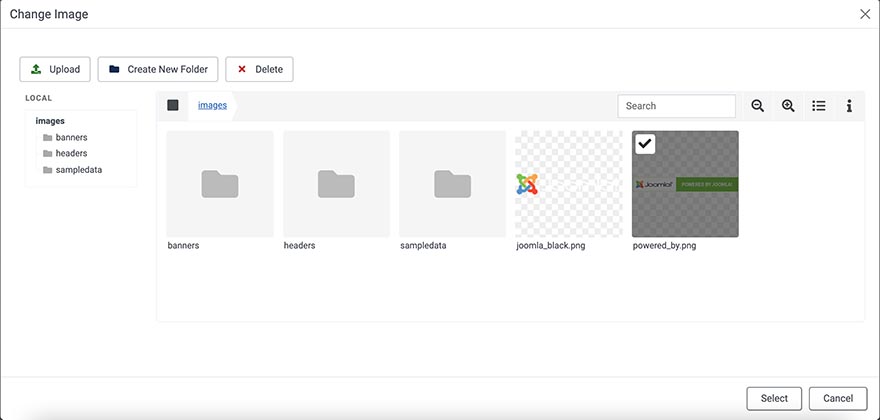 Joomla media manager