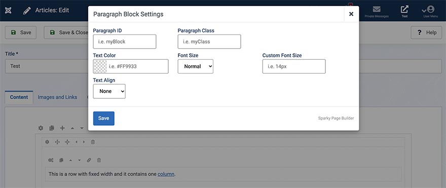 Paragraph settings