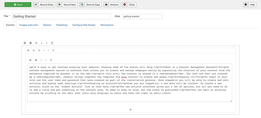 Existing content in Custom HTML block