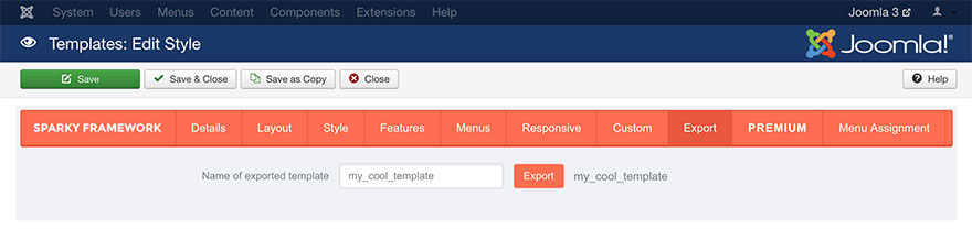 Export Tab