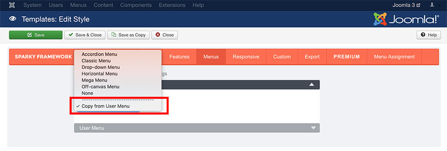 Copying the Menu Settings