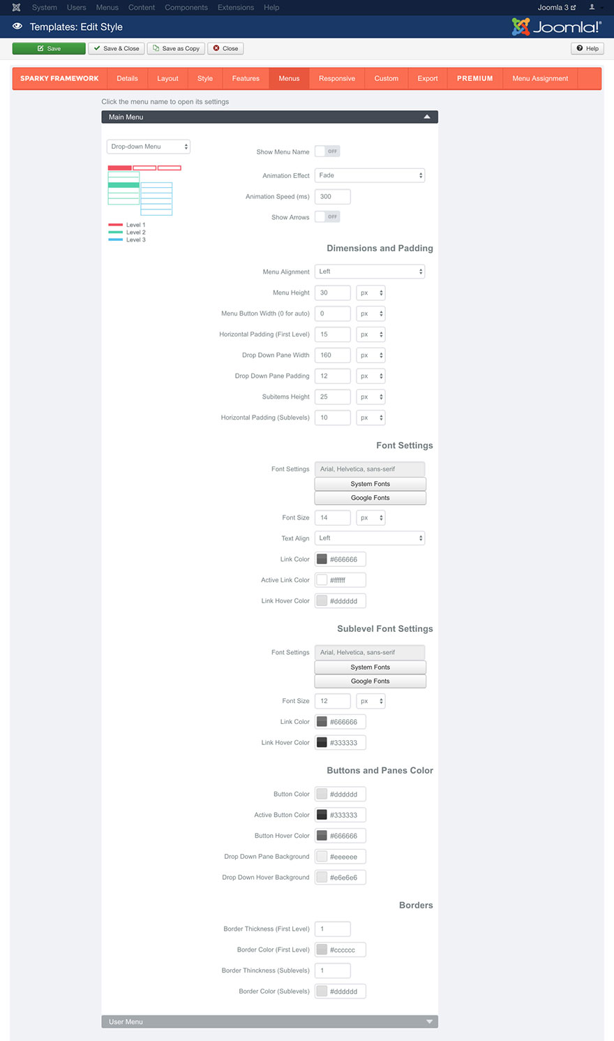 Drop-down Menu