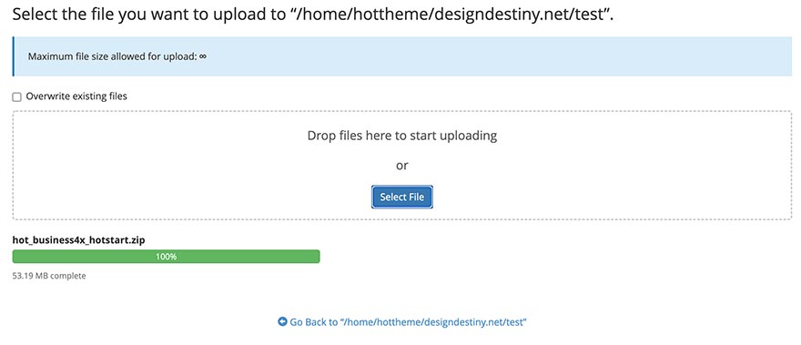 cPanel Uploading