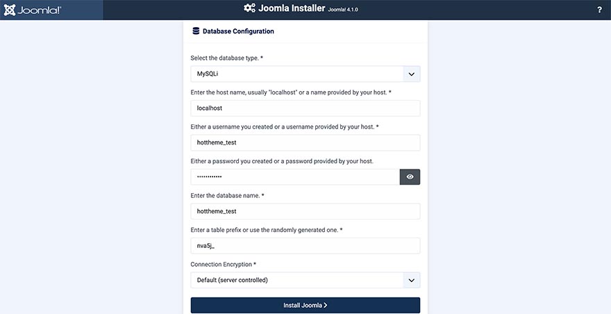 Joomla database