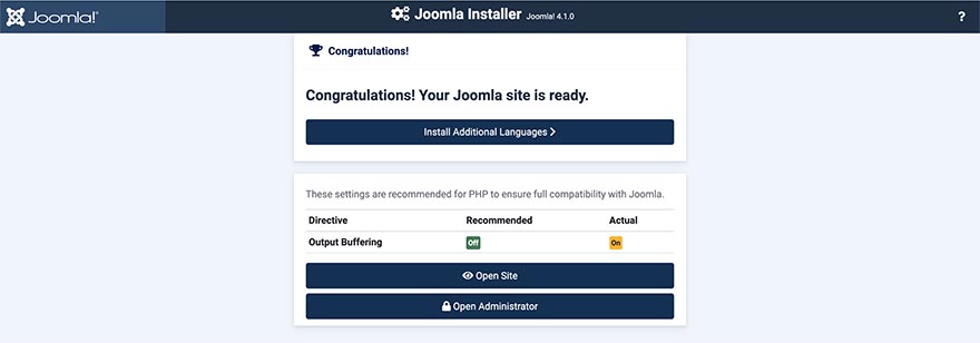 Joomla installed