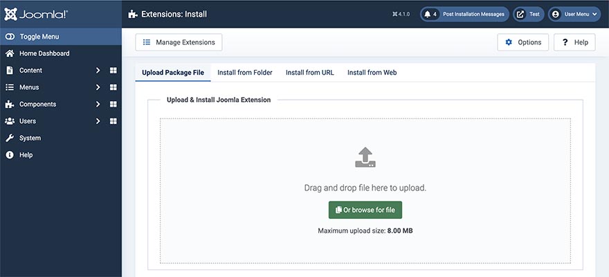 Upload and Install Joomla Extension