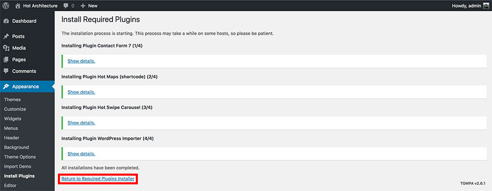Plugins installation done