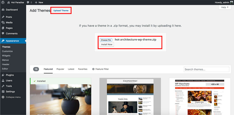 Upload Architecture theme
