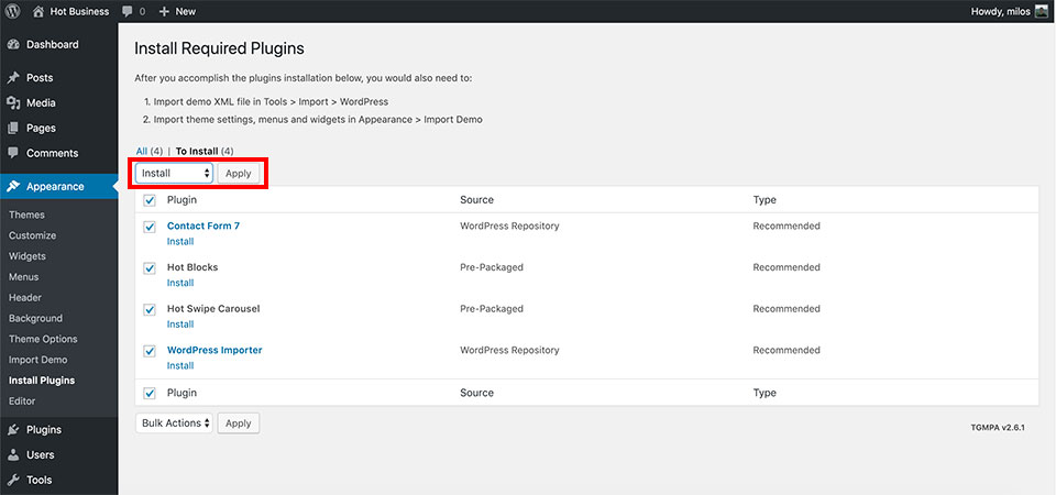 Install plugins