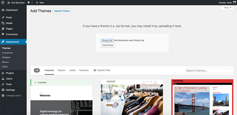 Upload Business theme