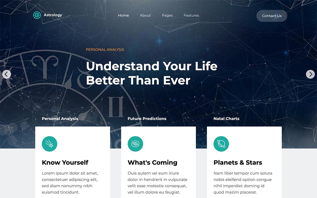 Carousel Sample from Astrology template