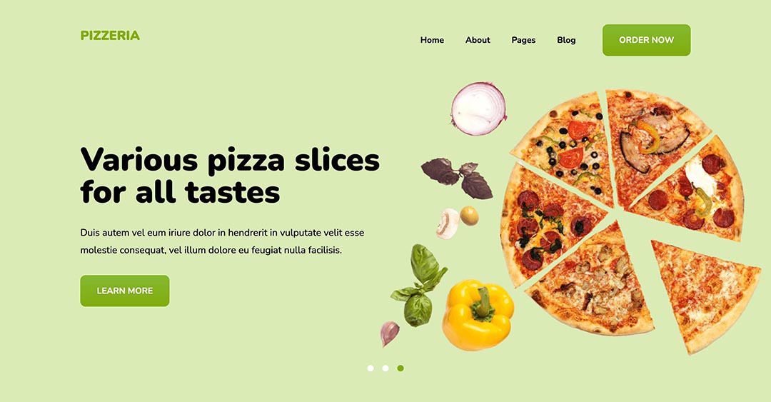 Carousel Sample from Pizzeria template