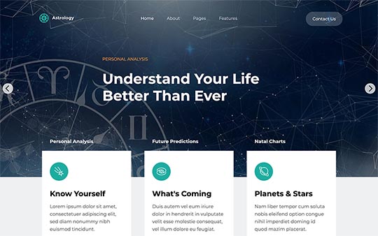 Carousel module in the Astrology Joomla template