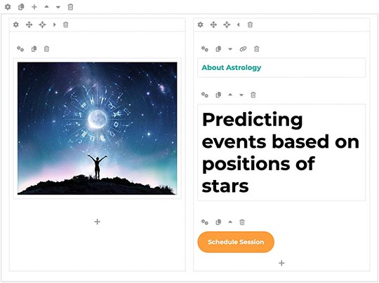 Page builder in the Astrology Joomla template