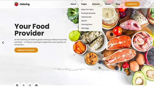 Drop-down menu in the Catering Joomla template