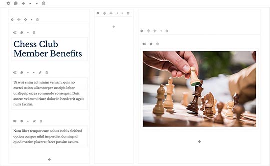 Page builder included with the Chess template