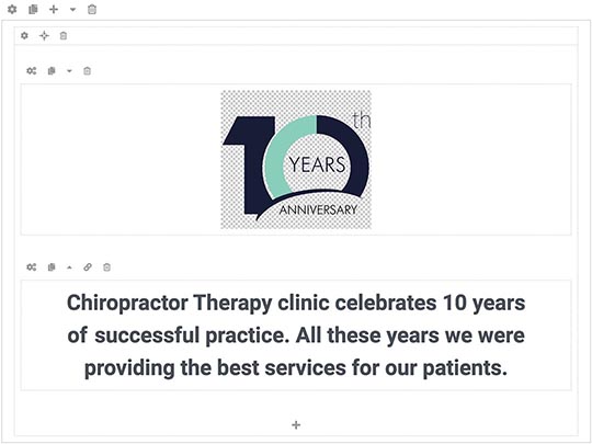 Page builder in the Chiropractic template