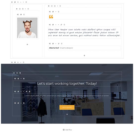 Edit content of Coworking template visually with Page Builder